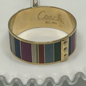 Vintage Coach Legacy Stripe Gold-Toned Bangle